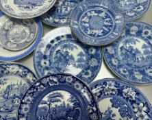 A collection of misc blue and white plates comprising, two Labeouf Milliet soft paste porcelain