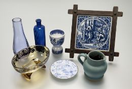 A collection of various decorative wares comprising, a Bristol Blue Chemist Bottle reading 