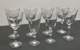 A set of six Ralph Lauren crystal wine glasses, made in Germany, boxed and unused (h.22cm x d.11cm),
