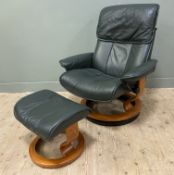 A mid-century Norwegian reclining armchair by Ekornes, padded back, seat and arms upholstered in