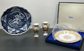 A large blue and white Petrus Regout & Co., Maastricht charger, inscribed with 'Nederland Bevrud 5