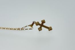 A 9ct gold cross on 9ct gold belcher link chain necklace and ring fastening: l. x 27.5cm 3.53g