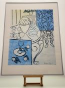 After Henri Matisse, Yellow and Blue Interior print, in a glazed frame. (69cmx48.5cm)