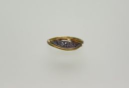 A 18ct gold and platinum ring set five graduated old mine cut diamonds largest approximately 0.