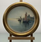 A pair of Faire (French School) coloured after etchings, each depicting Docked Sailboats on water,