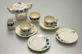 An S.Hancock & Sons Corona Ware hand-painted blue flower childrens two-person tea service