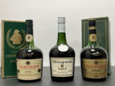 A Bisquit V.S.O.P. Fine Champagne Cognac, 24Fl. oz, sealed, together with Courvoisier V.S.O.P Cognac