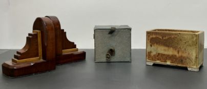 A Marg Hall Winton Pottery of East Lothian stoneware salt-glazed flower brick with impressed mark