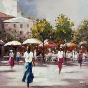 A Continental School, Moroccan Cafe Scene, oil on canvas, signed indistinctly bottom right,