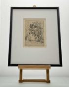 William Waker (Contemporary School) pair of etchings, one depicting a Female Nude figure in a forest