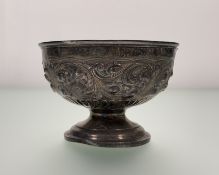 A George VI Sheffileld silver foloral display bowl with all over chaes scrolling leaf design on