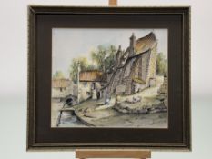 John Durkin, Ancient House, Cannonmills Old Edinburgh, watercolour, signed bottom right, paper label