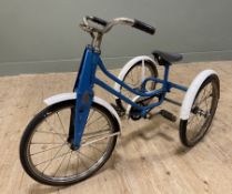 A mid-century child's tricycle, by Raleigh Industries of Nottingham, with blue and white colour