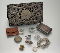 A collection of costume jewellery to include a Moroccan white metal rope link bracelet: d. x 6cm