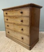 A 19th century mahogany chest of drawers, fitted four graduated drawers to front raised on a
