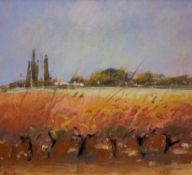 Anne Gordon DA (Scottish 1941-2005), October in Provence, pastel, signed bottom right, paper label