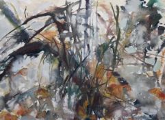 Shona Barr RSW (Scottish 1965-), Autumn Snow, watercolour ink pastel and gouche, signed bottom