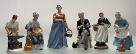A collection of Royal Doulton Figurines, comprising, 