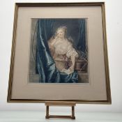 Sydney Ernest Wilson (British 1869-1940) after Jean-Baptiste Greuze, The Kiss Sent, coloured after
