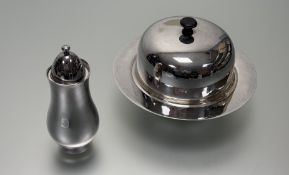 An Eric Clement for Elkington epns mid-century sugar castor of collared baluster form: h. x 15.5cm