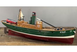 A vintage model wooden hulled fishing boat, the Izzy, registration KY427, marked to Buckhaven to