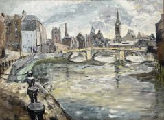 A Contemporary Scottish School, Leith Shore, oil on board, unsigned, in a wooden frame. (69cmx94cm)