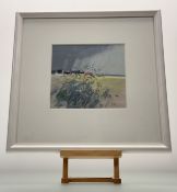 Ann Gordon DA (Scottish 1941-2005), Rain Showers Tiree, pastel, signed bottom right, paper label