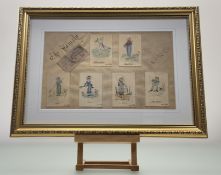 Sir F Leighton Pres R.CC Family Six Character Card Sketches, all titled and dated, mixed media,
