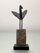 Y John Maltby (British, 1936-2020), Owl and Wall, a stoneware sculpture, signed with a monogram.