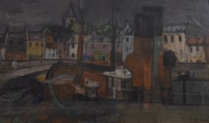 Y David McClure R.S.A., R.S.W., R.G.I. (Scottish, 1926-1998), Trawlers, Anstruther, signed lower