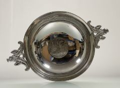 An Edwardian Scottish silver quaich, R.W. Forsyth, Edinburgh 1909, of characteristic form, set to