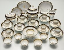 A Chamberlains Worcester tea and coffee service, c. 1795, pattern no. 61 in cobalt blue and gilt