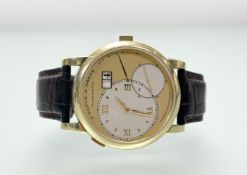 A. Lange & Sohne Lange 1 wristwatch, ref. 156444, 18kt yellow gold case with champagne dial,