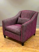 An Orior, Ireland contemporary ash frame easy chair upholstered in deep cut pile fabric (h.79cm x