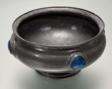 A Liberty & Co. Tudric pewter and enamel centre bowl, probably designed by Oliver Baker, no.