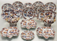A Mason's Ironstone Imari palette partial dessert service, second quarter, 19th century, decorated