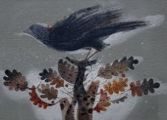 Y Ann Ross R.S.W. (Scottish, b. 1945), Song Bird, Leaves, signed verso, mixed media on board,