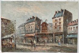 Caroline Burnett (1877-1950), two oils on canvas, Moulin Rouge, 50.5cm x 76cm, signed, unframed, Par
