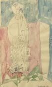 Hugo 'Puck' Dachinger (1908-1995) watercolour and ink - abstract interior, signed and dated 1938, 31