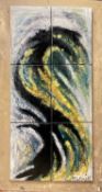 Rita Moiret (1912-1994) enamel composition, abstract, comprised of 6 panels on board, signed, 107cm