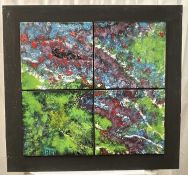 Rita Moiret (1912-1994) enamel composition, abstract - 'Contemplation', comprised of 4 panels on boa