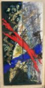 Rita Moiret (1912-1994) enamel composition, abstract, comprised of 6 panels on board, signed, 107cm