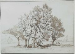 Edward Duncan (1803-1882) monochrome watercolour - At Hampstead, signed with initials, 24cm x 34cm,