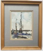 Geoff Marsters (1929-2022) watercolour of Thames Barges,