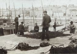 Net Menders St Ives, photograph circa 1900-1920, signed indistinctly, 24cm x 34cm, in glazed frame