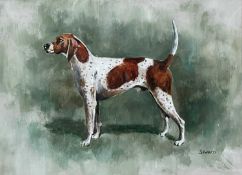 English School, oil on board, Portrait of a fox hound, signed Seward, 22cm x 30cm, glazed frame