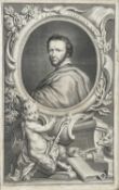 Jacobus Houbraken (Dutch, 1698-1780) engraving - Portrait of Ben Jonson, 1738, 36cm x 22cm, in glaze