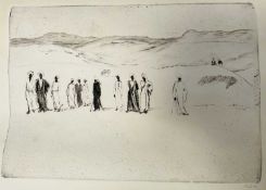 Emil Orlik (1870-1932) etching, Desert scene, pencil signed,