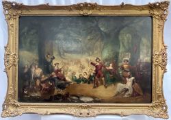 After Daniel Maclise, oil on canvas, Robin Hood and his Merry Band with King Richard in a Woodland,