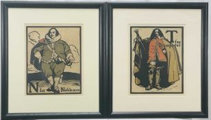 Sir William Nicholson (1872-1949) two Alphabet lithographs, Nobleman and Trumpeter